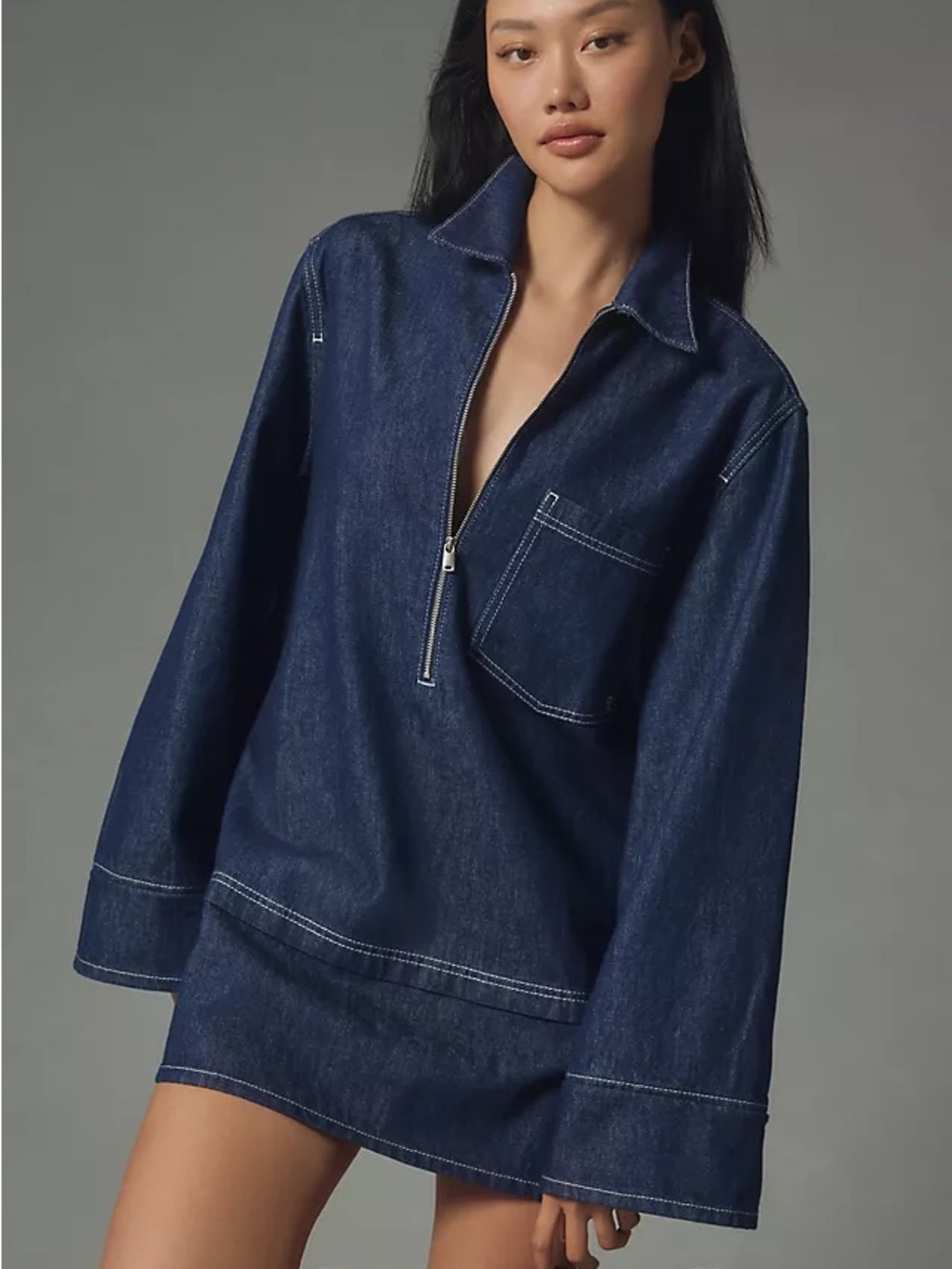 Anthropologie Pilcro Denim Mini Shift Dress Size M